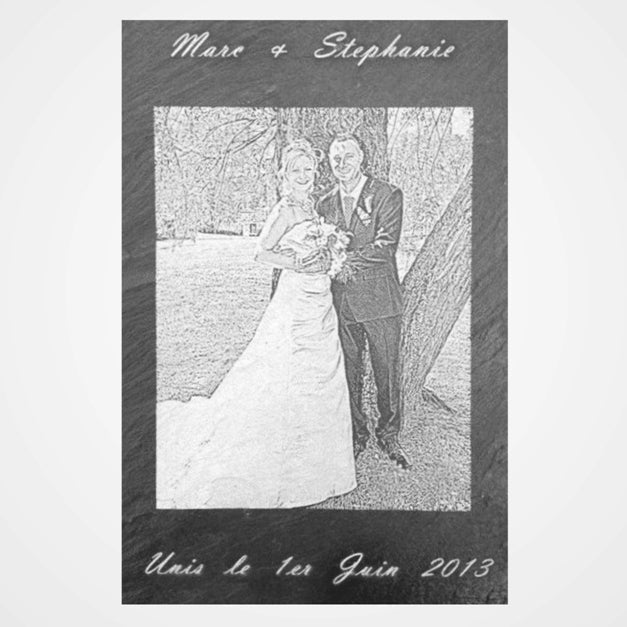 "Ardoise mariage gravé au laser"
