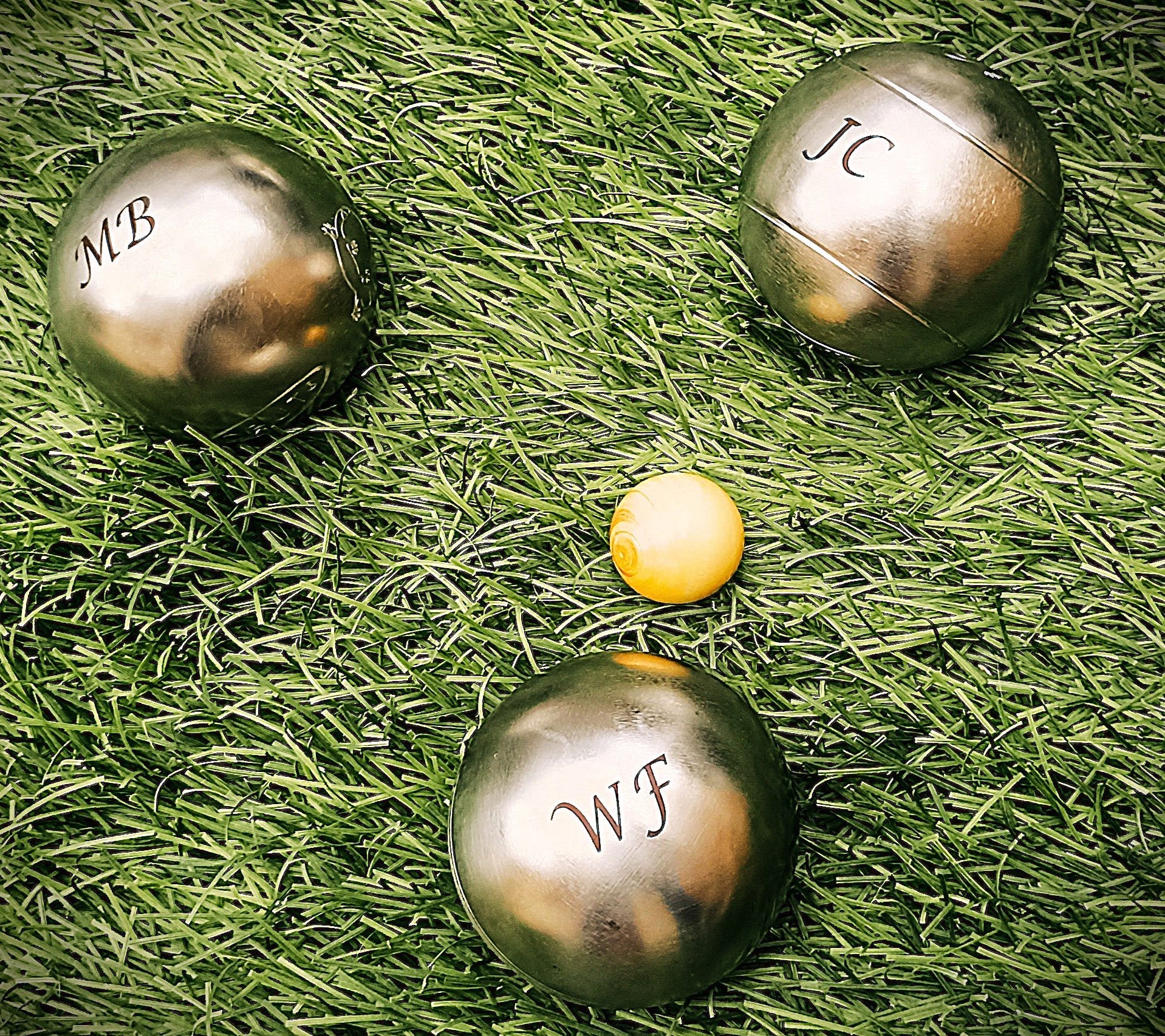 Gravure triplette boules de petanque